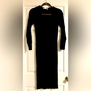 Zara Sweater Rib V-Neck Dress Size M